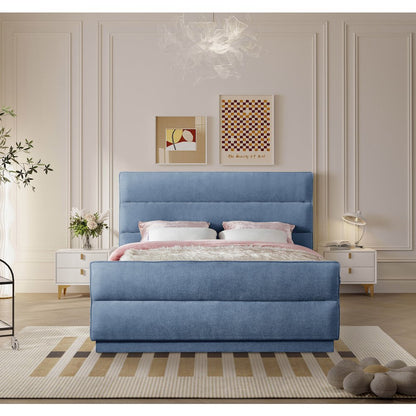 Paxton Light Blue Chenille Fabric Full Bed