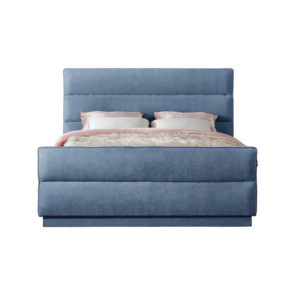 Paxton Light Blue Chenille Fabric King Bed