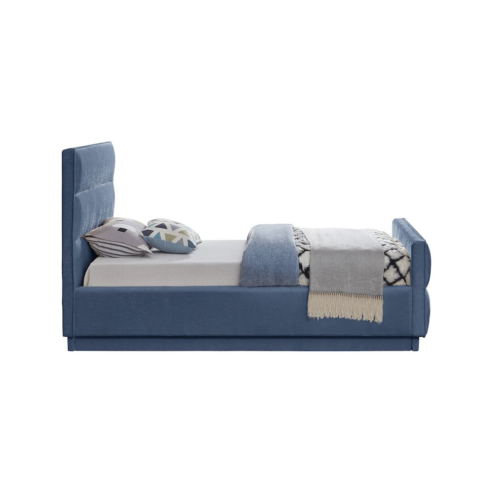 Paxton Light Blue Chenille Fabric Twin Bed