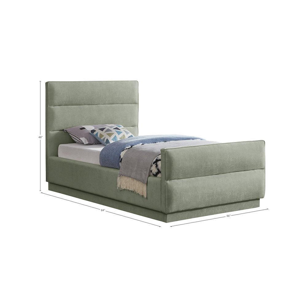 Paxton Mint Chenille Fabric Twin Bed