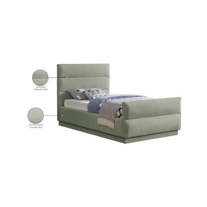 Paxton Mint Chenille Fabric Twin Bed