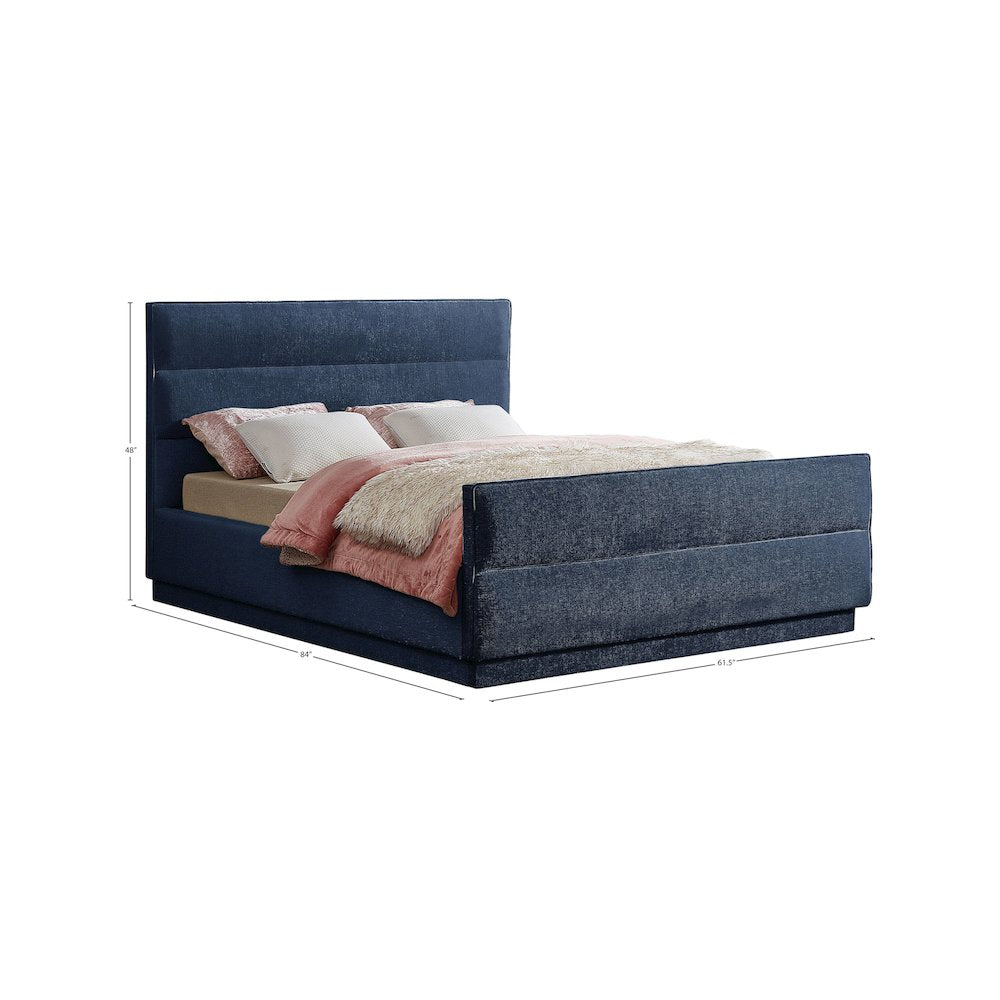 Paxton Navy Chenille Fabric Full Bed