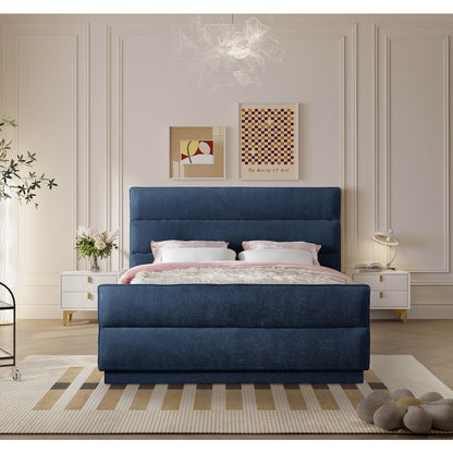 Paxton Navy Chenille Fabric Full Bed