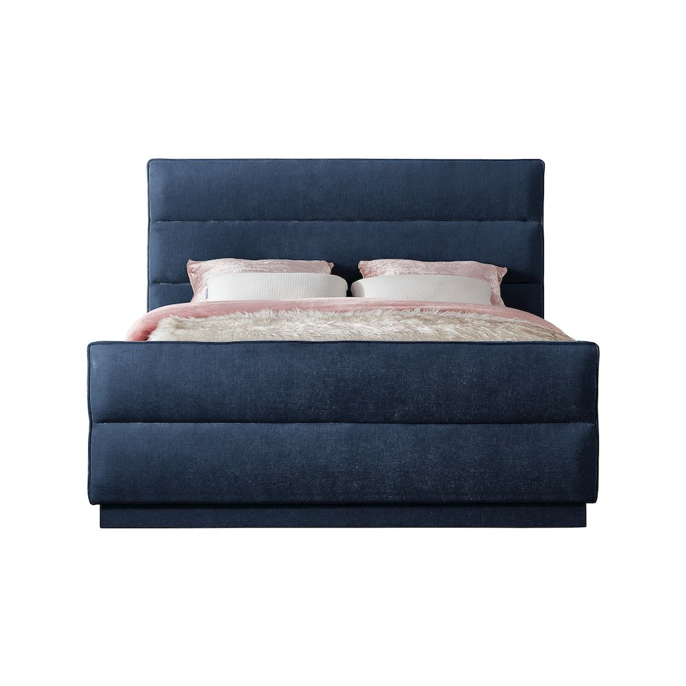 Paxton Navy Chenille Fabric King Bed