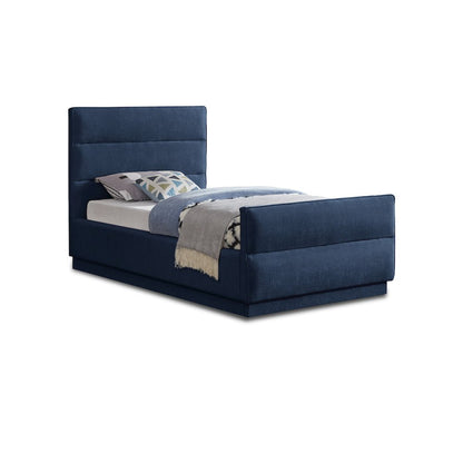 Paxton Navy Chenille Fabric Twin Bed