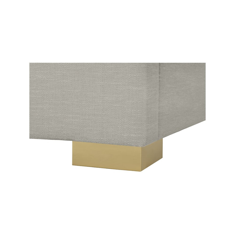 Pierce Beige Linen Textured Fabric Queen Bed