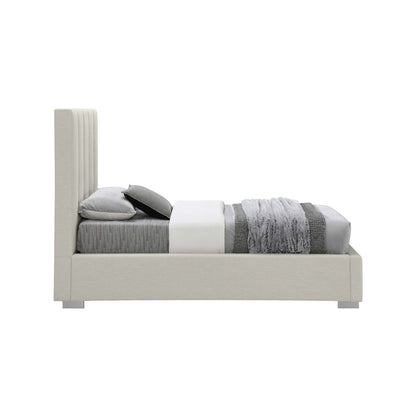 Pierce Beige Linen Textured Fabric Twin Bed