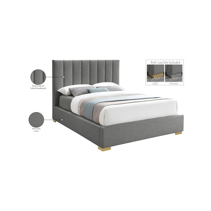 Pierce Grey Linen Textured Fabric Full Bed
