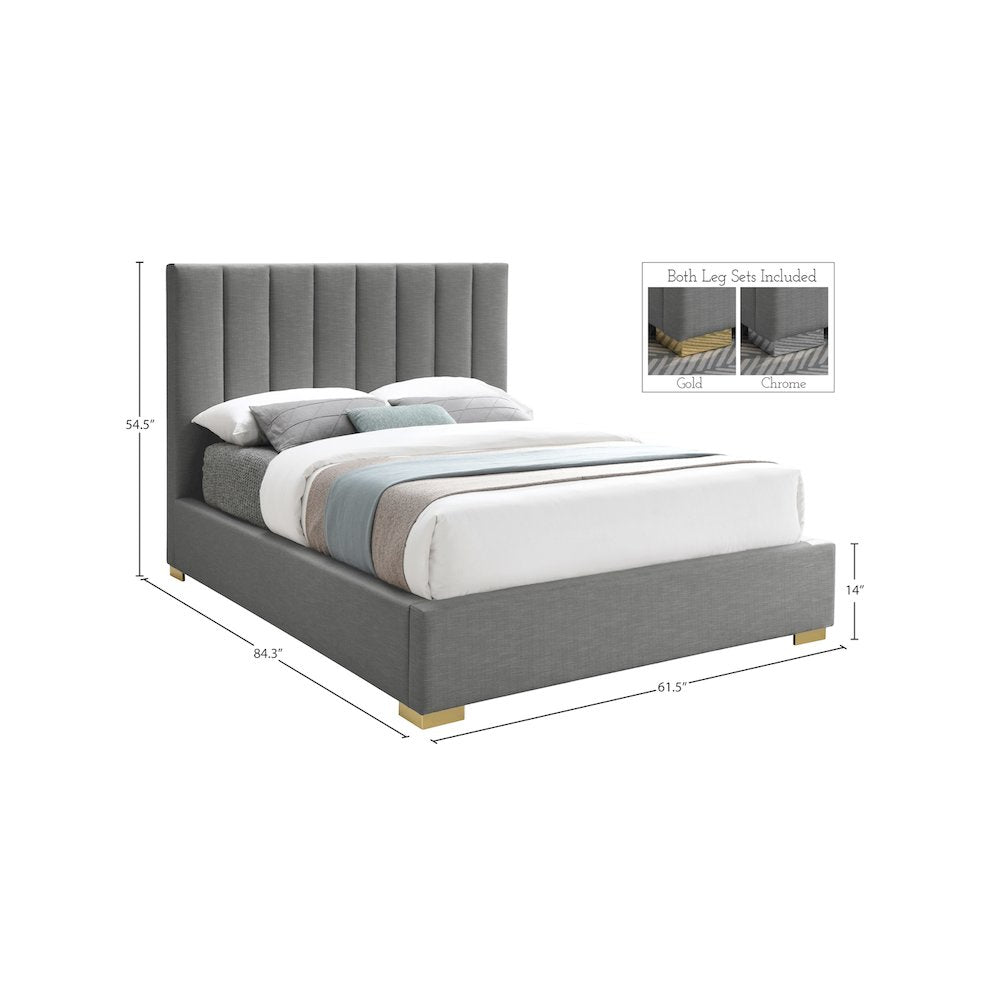 Pierce Grey Linen Textured Fabric Full Bed