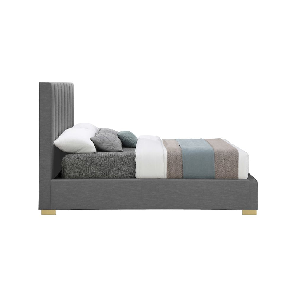 Pierce Grey Linen Textured Fabric Full Bed