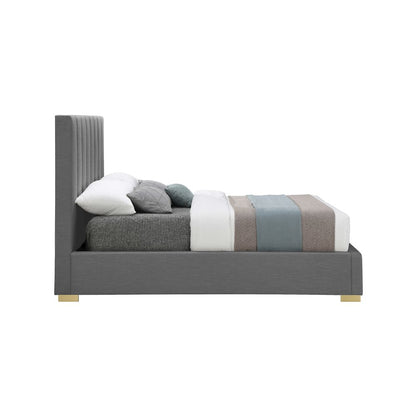 Pierce Grey Linen Textured Fabric Full Bed
