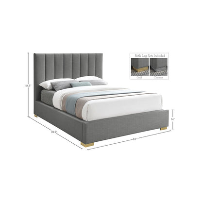 Pierce Grey Linen Textured Fabric King Bed