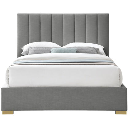 Pierce Grey Linen Textured Fabric King Bed