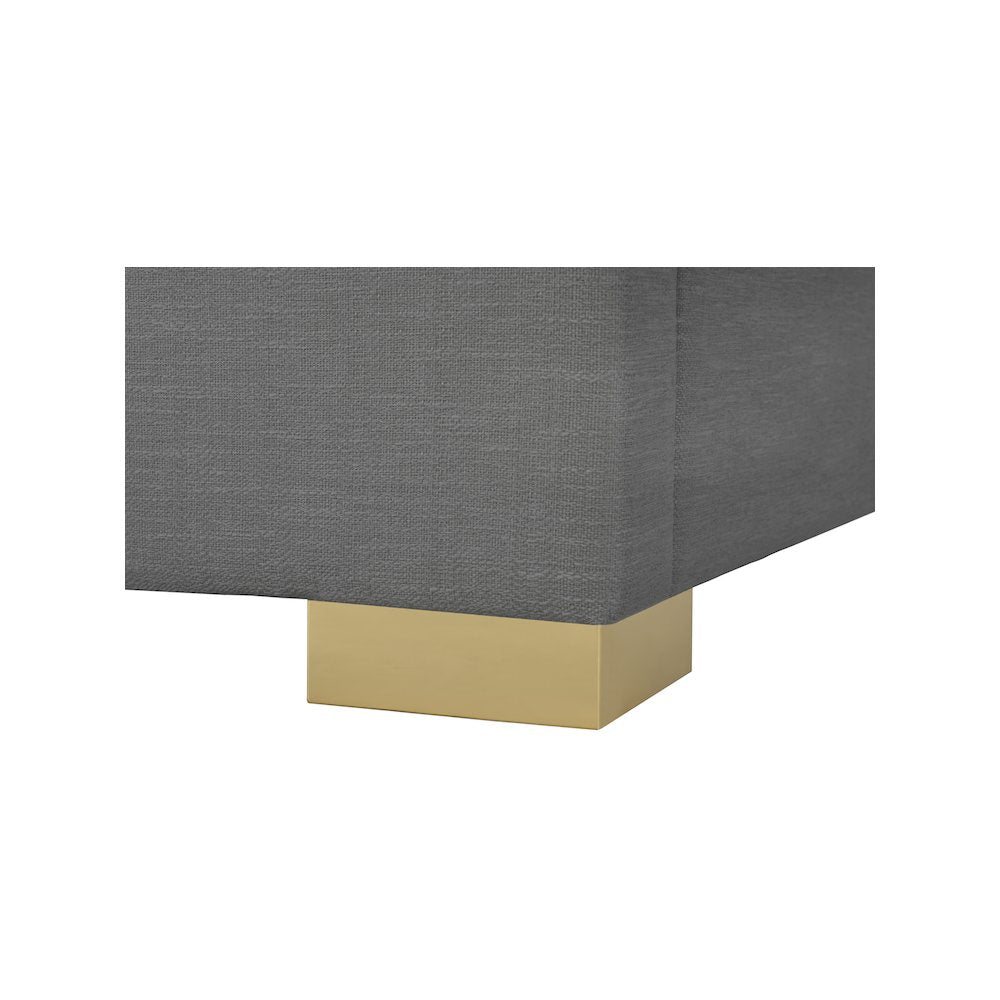 Pierce Grey Linen Textured Fabric Queen Bed