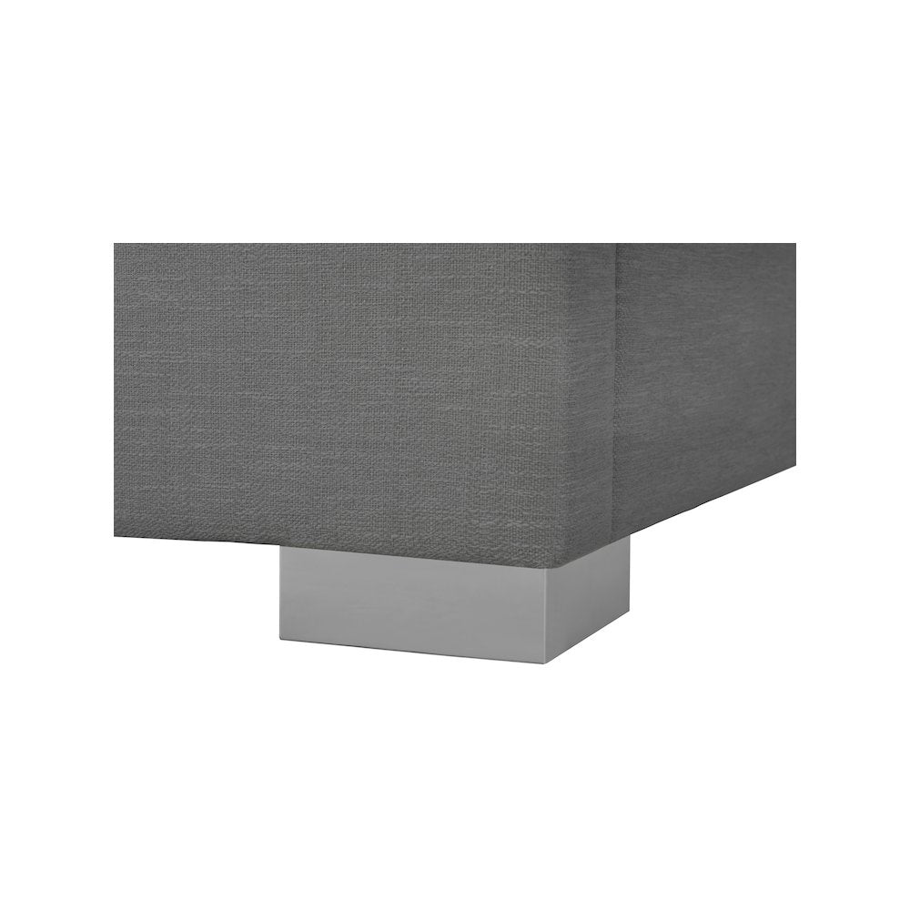 Pierce Grey Linen Textured Fabric Queen Bed