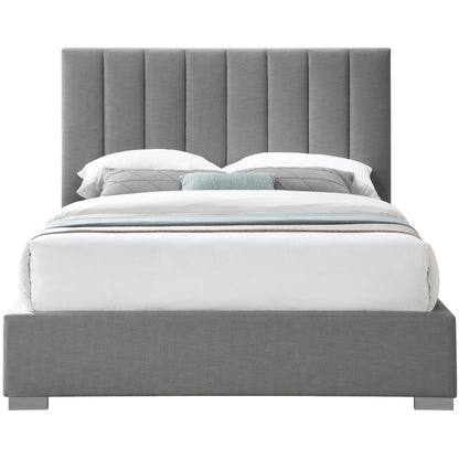 Pierce Grey Linen Textured Fabric Queen Bed