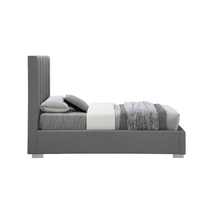 Pierce Grey Linen Textured Fabric Twin Bed