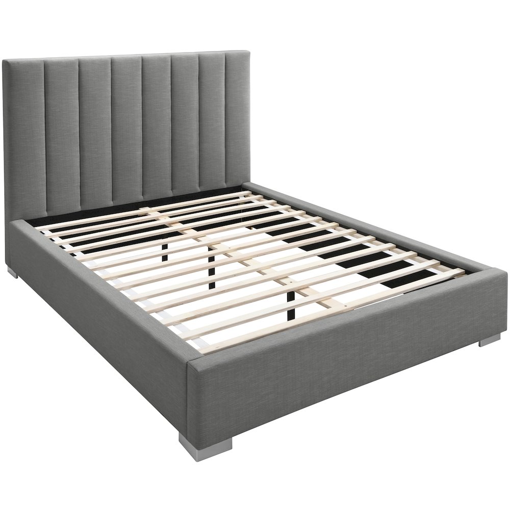 Pierce Grey Linen Textured Fabric Twin Bed