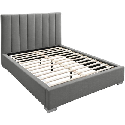 Pierce Grey Linen Textured Fabric Twin Bed
