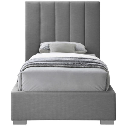 Pierce Grey Linen Textured Fabric Twin Bed