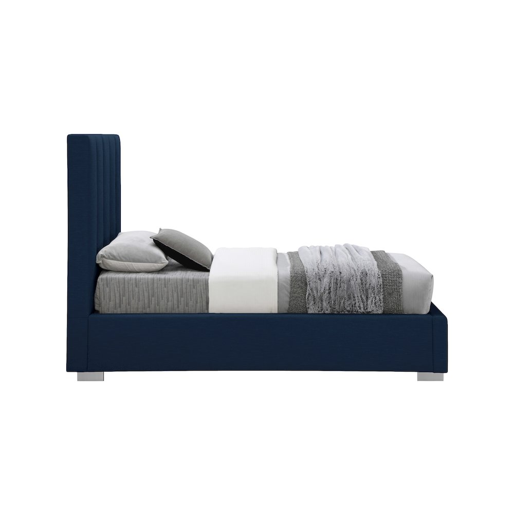Pierce Navy Linen Textured Fabric Twin Bed