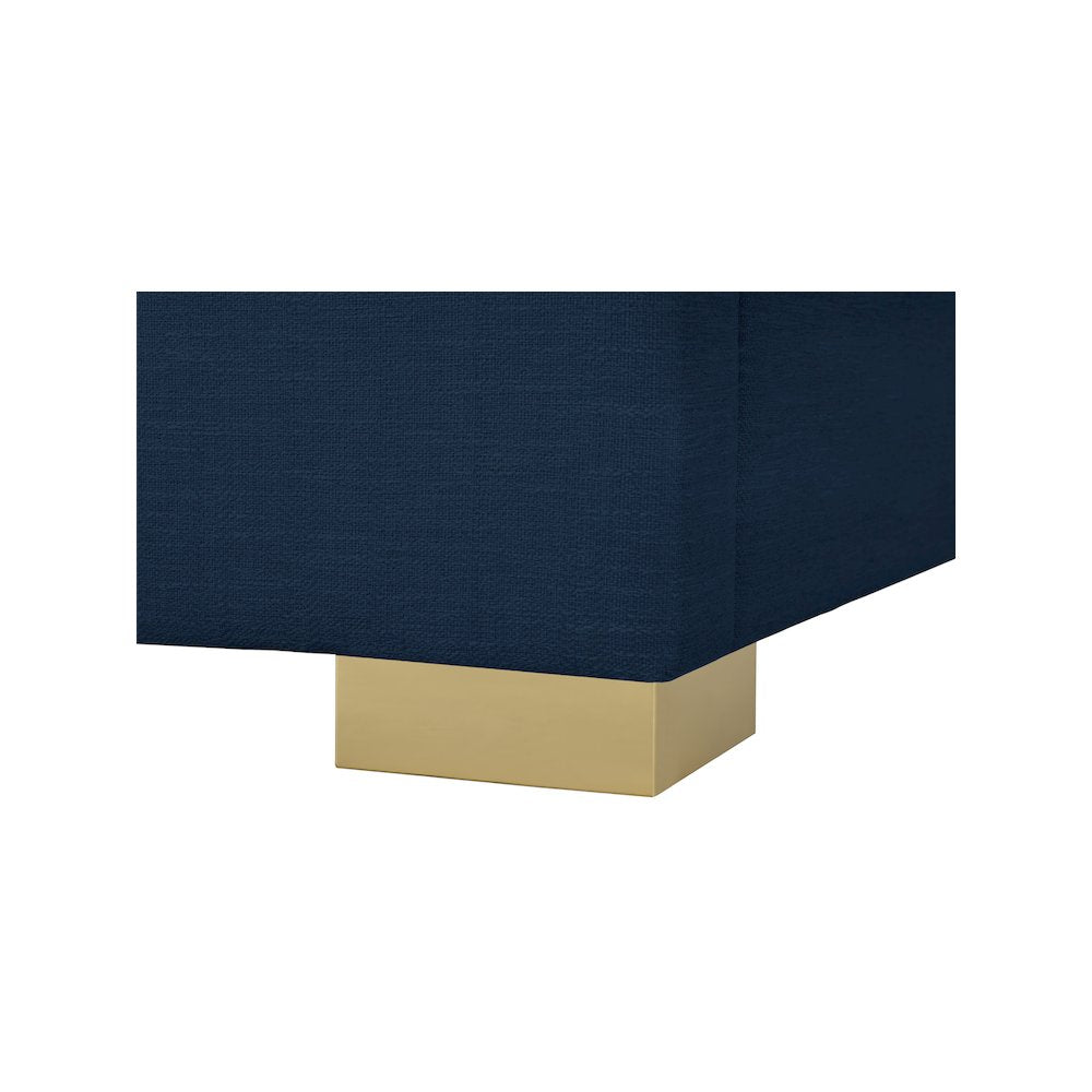Pierce Navy Linen Textured Fabric Twin Bed