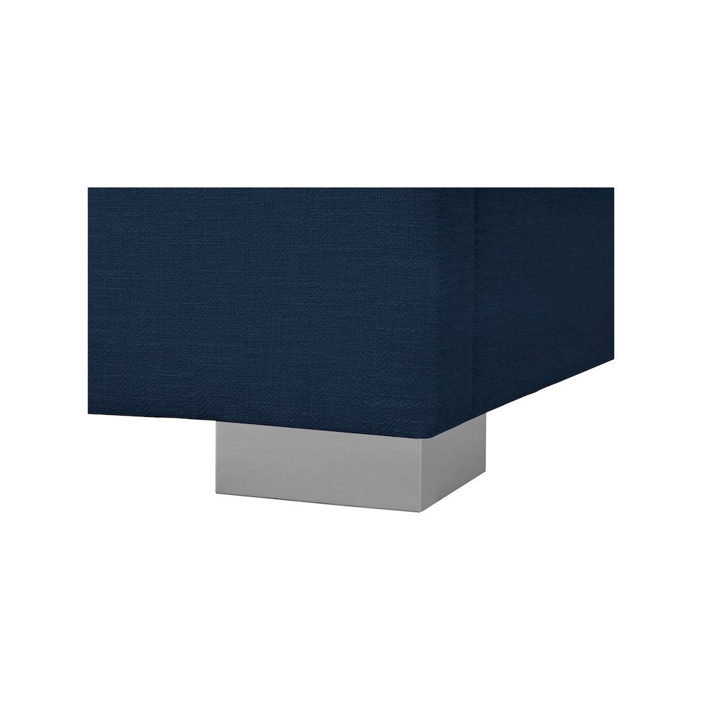 Pierce Navy Linen Textured Fabric Twin Bed