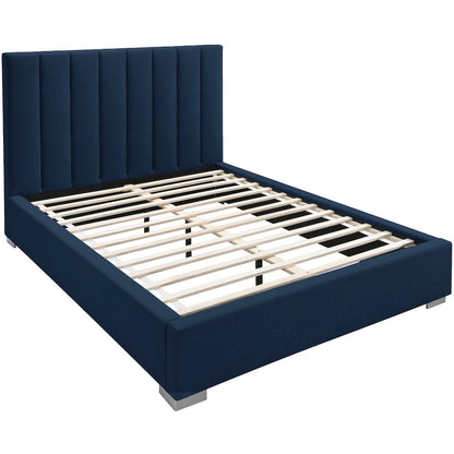 Pierce Navy Linen Textured Fabric Twin Bed