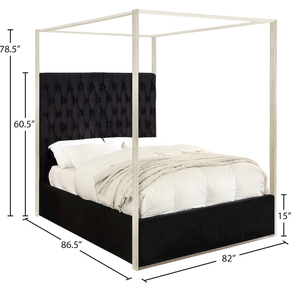 Porter Black Velvet King Bed