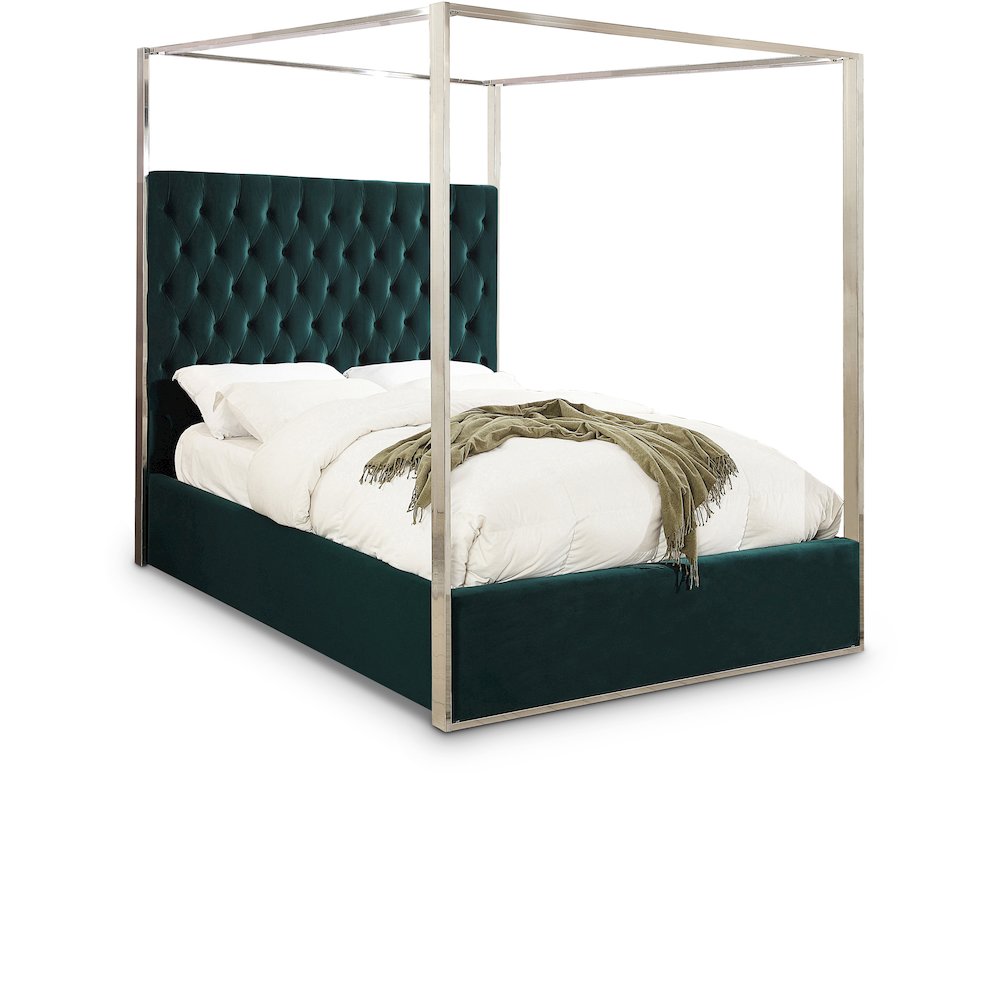 Porter Green Velvet Queen Bed