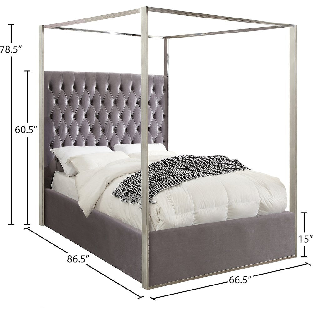 Porter Grey Velvet Queen Bed