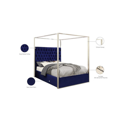 Porter Navy Velvet Queen Bed