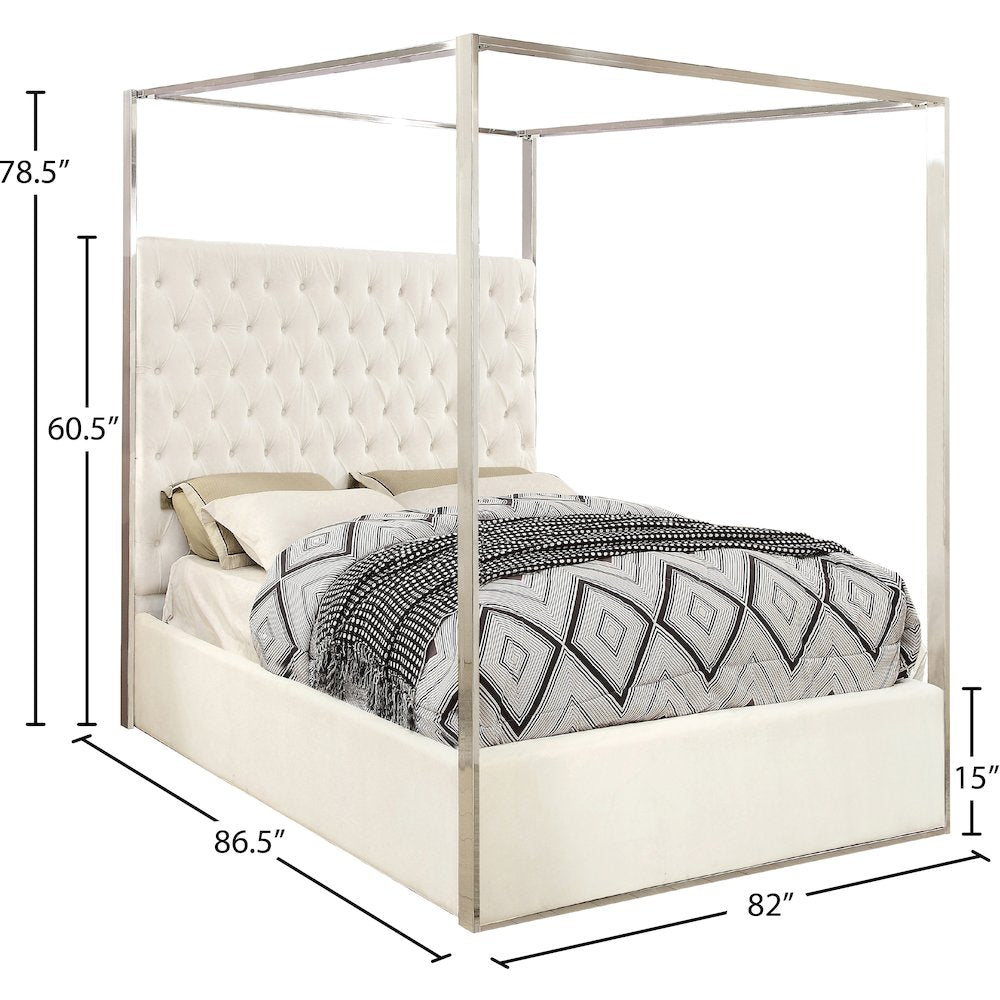 Porter White Velvet King Bed