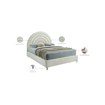 Rainbow Cream Velvet Queen Bed