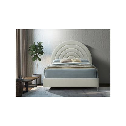 Rainbow Cream Velvet Queen Bed