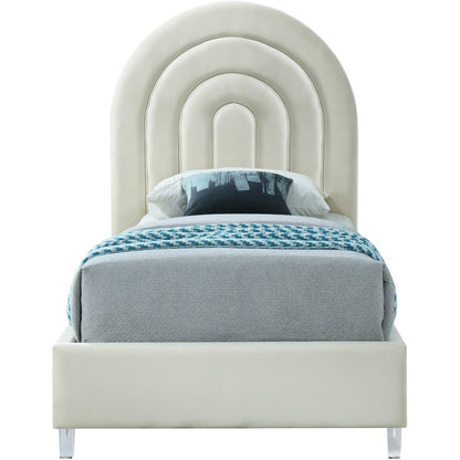 Rainbow Cream Velvet Twin Bed
