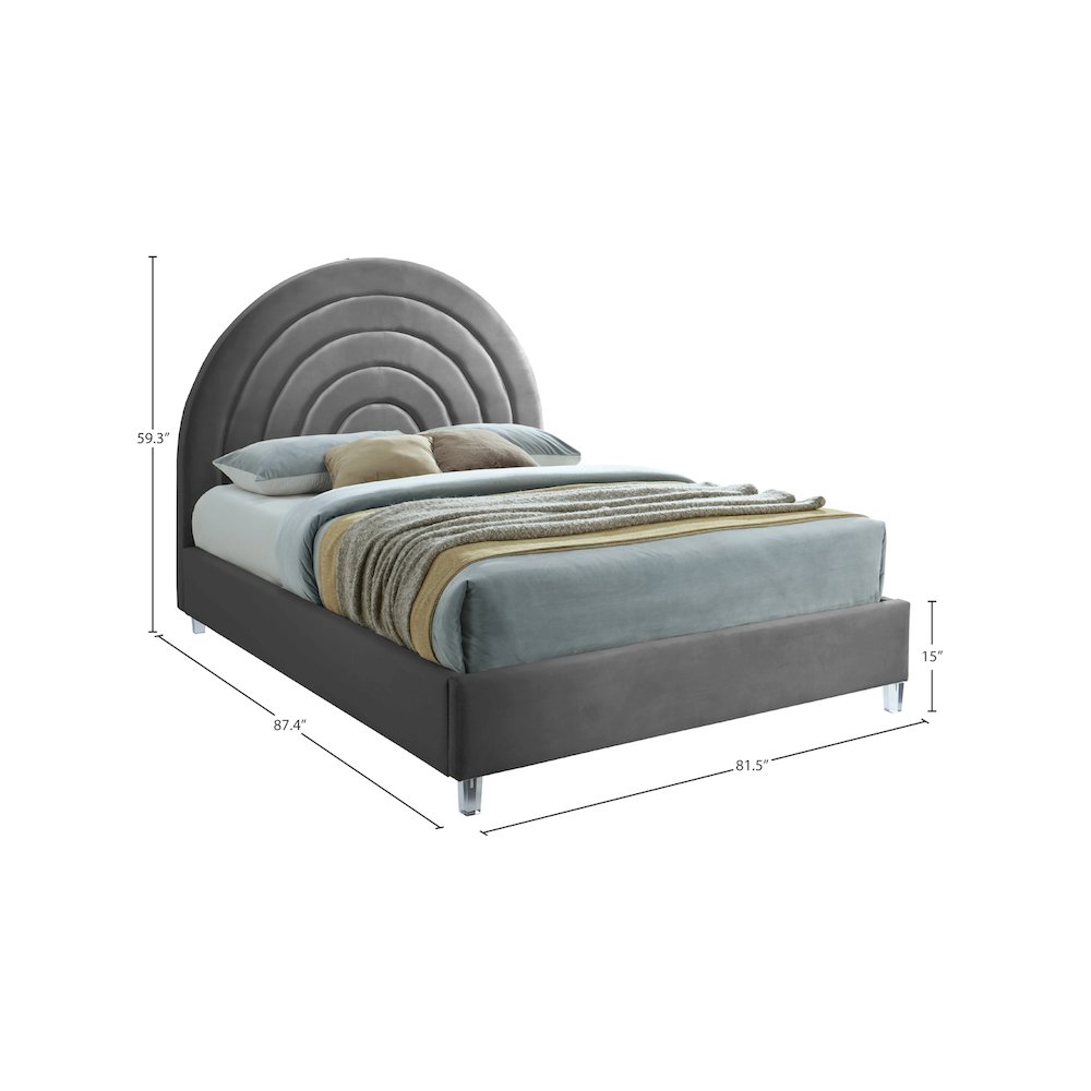 Rainbow Grey Velvet King Bed