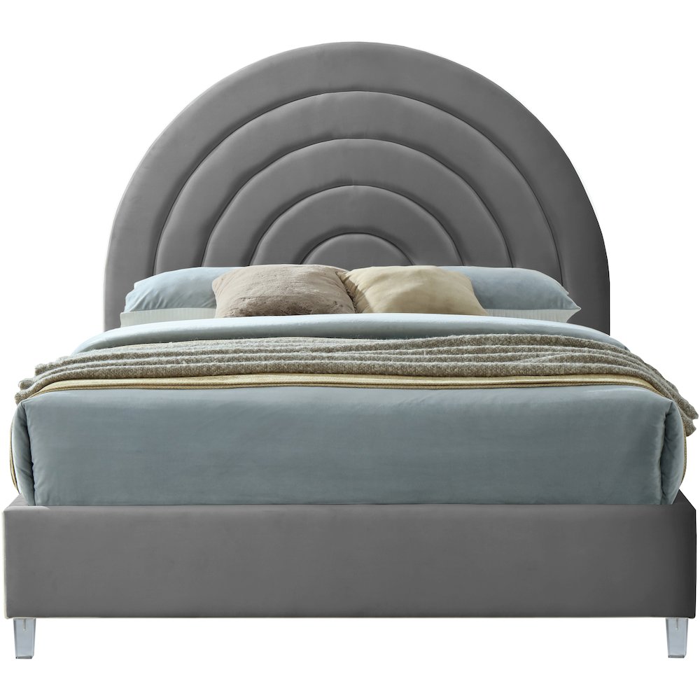 Rainbow Grey Velvet King Bed