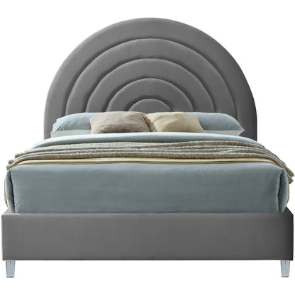 Rainbow Grey Velvet King Bed