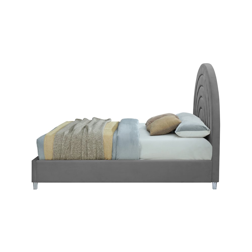 Rainbow Grey Velvet King Bed