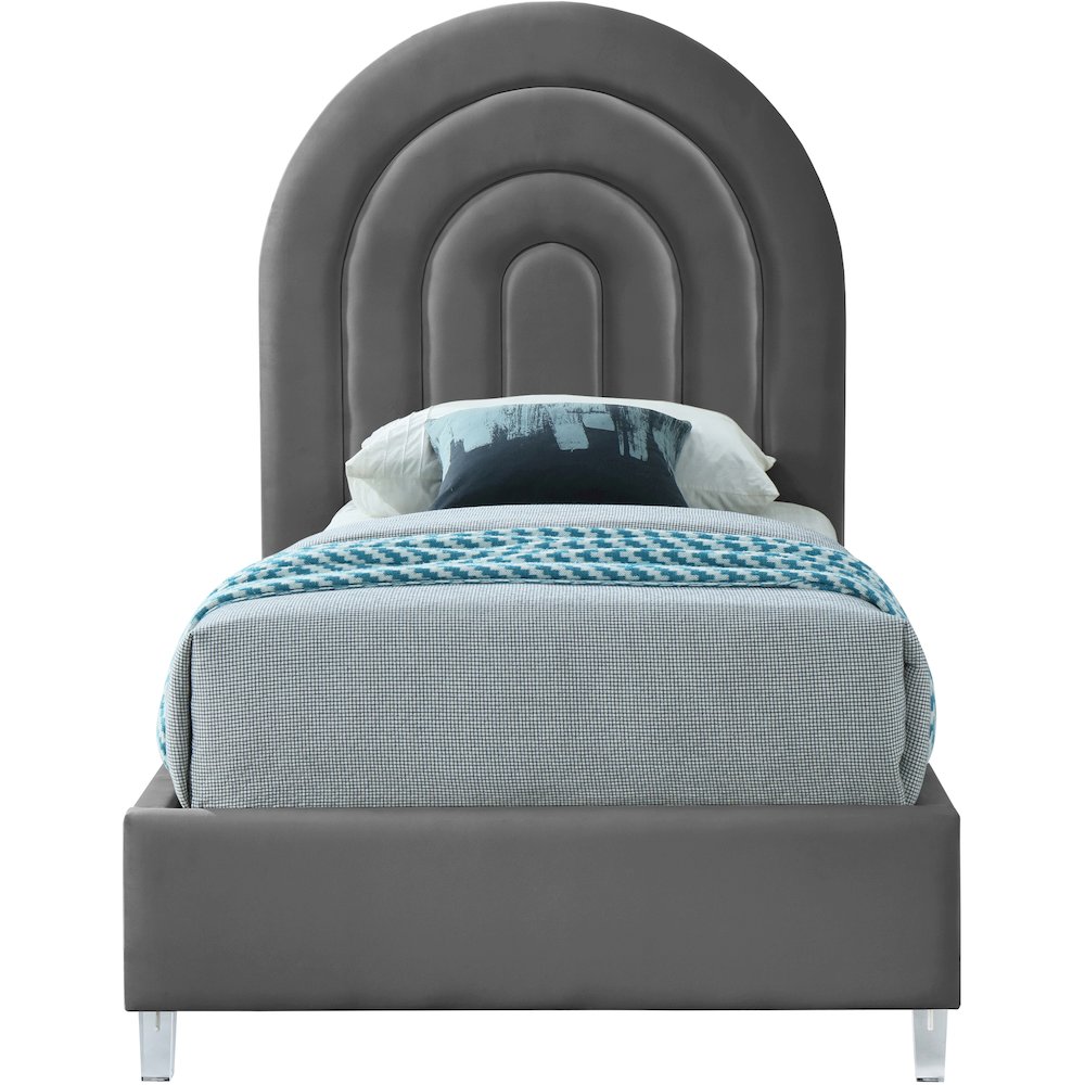 Rainbow Grey Velvet Twin Bed