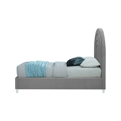 Rainbow Grey Velvet Twin Bed