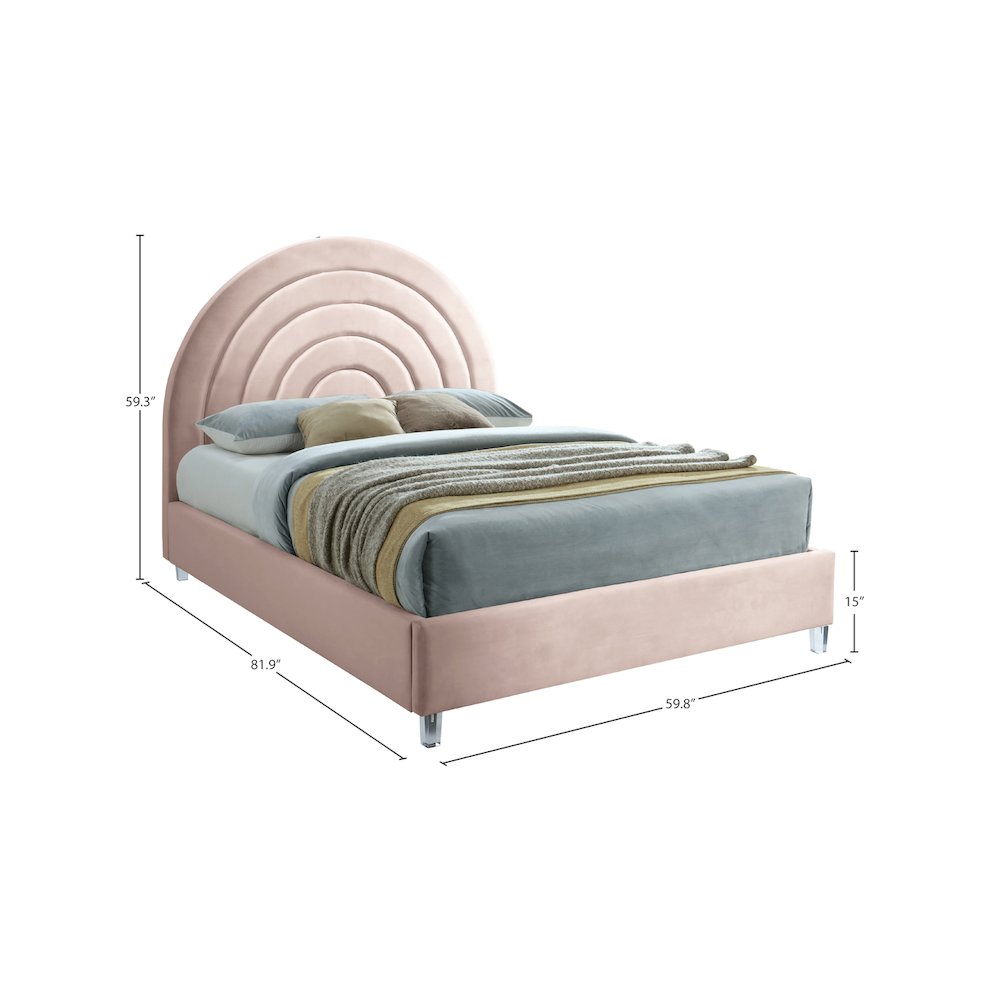 Rainbow Pink Velvet Full Bed