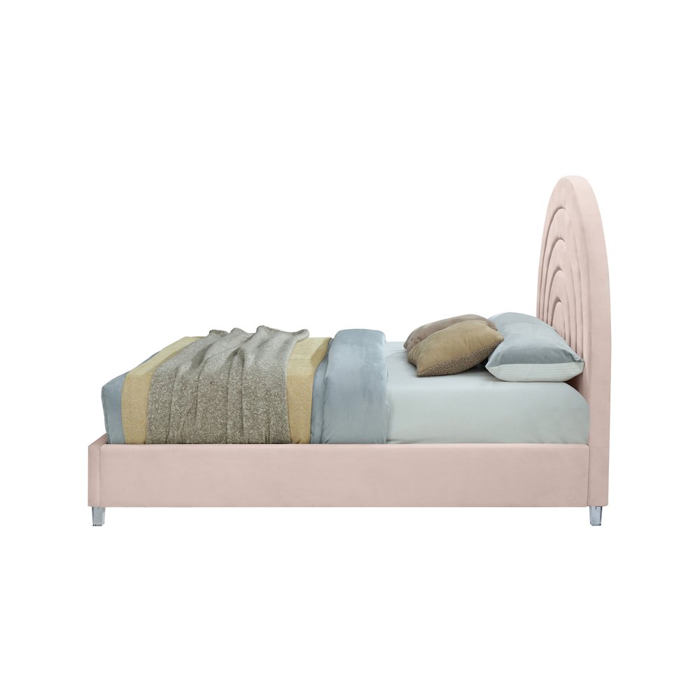 Rainbow Pink Velvet Full Bed