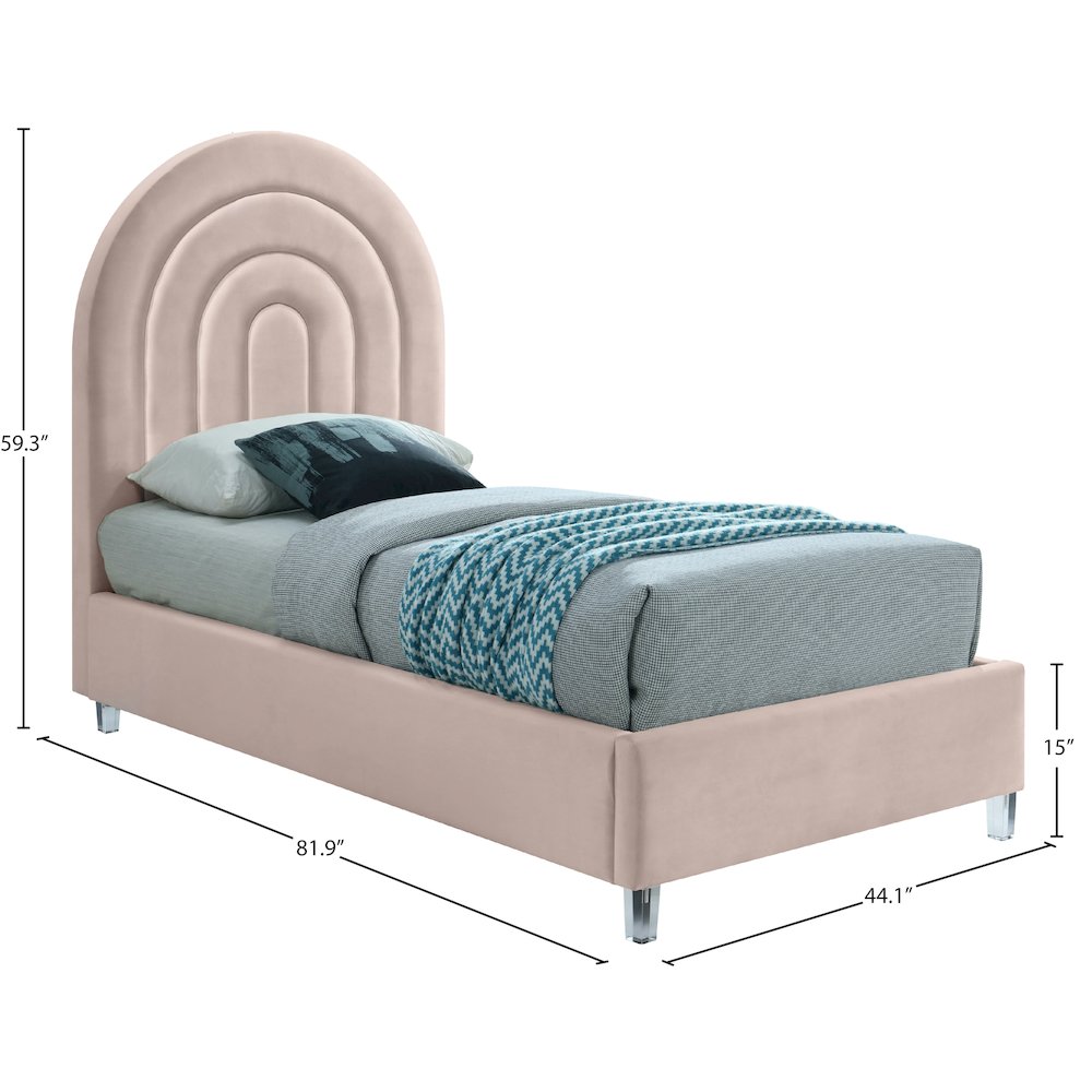 Rainbow Pink Velvet Twin Bed