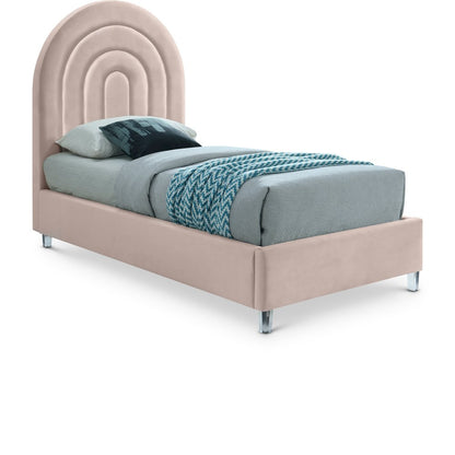 Rainbow Pink Velvet Twin Bed