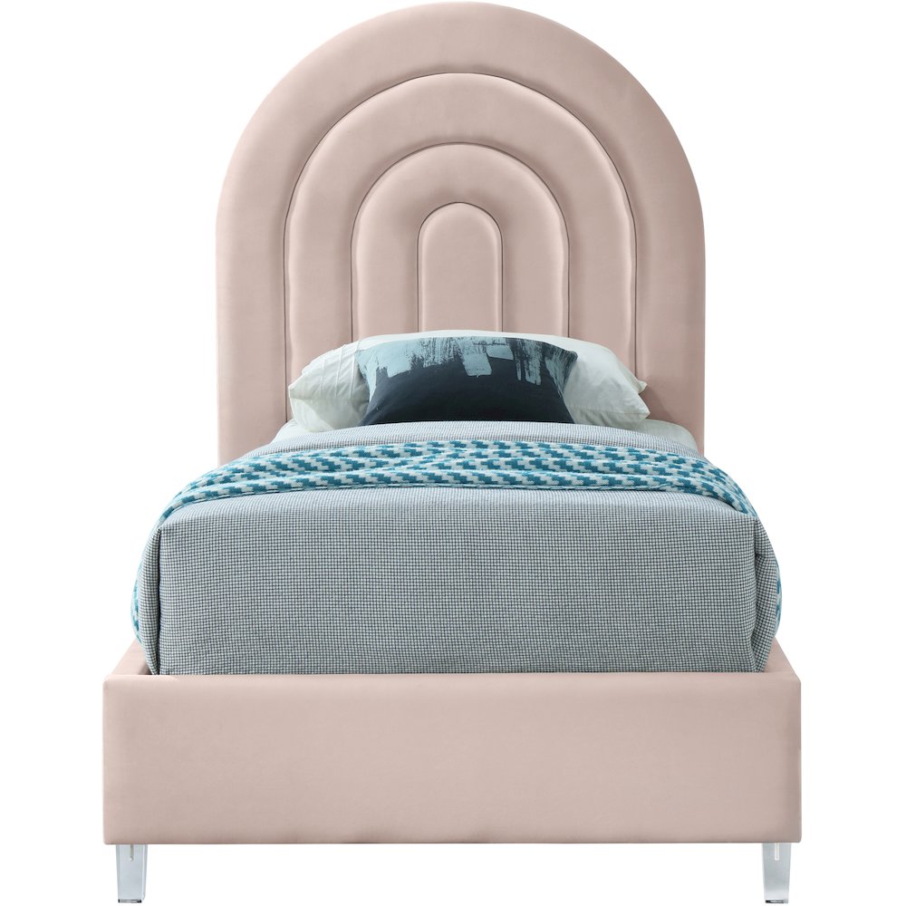 Rainbow Pink Velvet Twin Bed