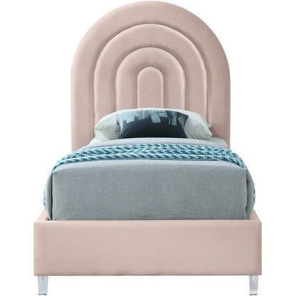 Rainbow Pink Velvet Twin Bed