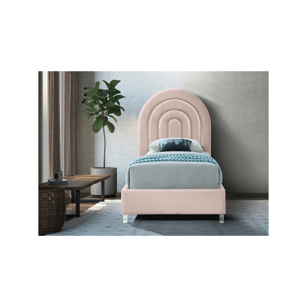 Rainbow Pink Velvet Twin Bed