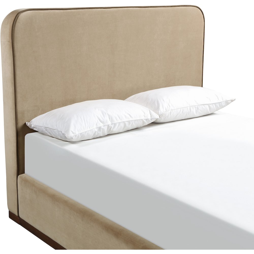 Rava Beige / Brown Velvet Upholstered Full Bed